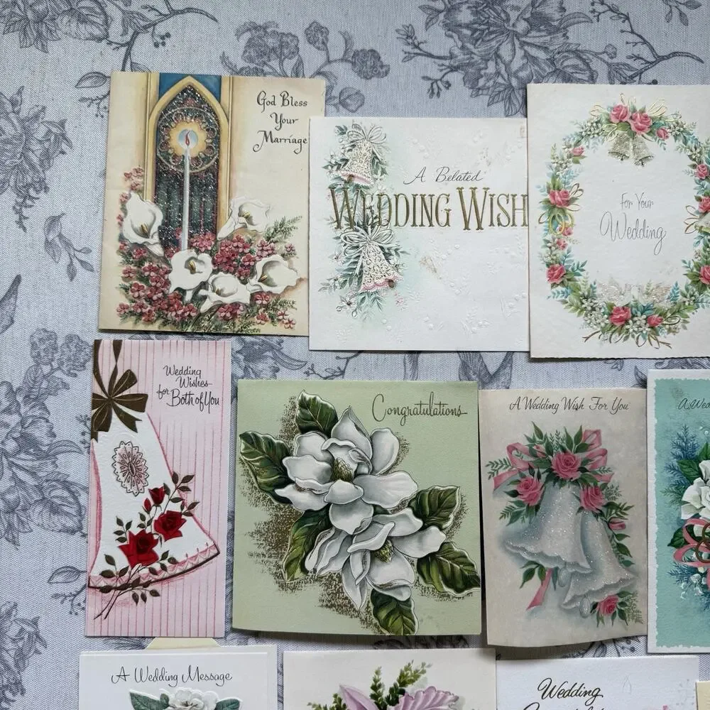 Vtg 50s/60s MCM Bridal Shower Wedding Card Lot 20 Used Ephemera Junk Journal